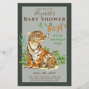 Flyer El género del tigre bebé revela invitaciones a la