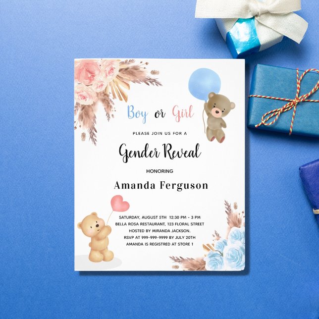 Flyer El género revela pampas hierba oso de peluche pres (Subido por el creador)