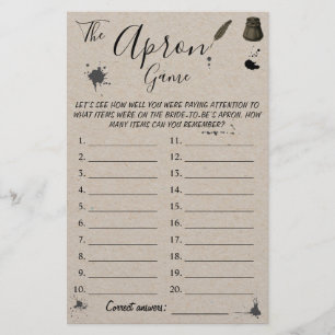 Flyer El juego Apron   Tarjeta de juego Pen & Inkwell Sh