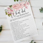 Flyer El juego floral Rosa Roses lo que diría el Groom<br><div class="desc">¿Qué haría el juego de ducha de novias Groom Say? Las rosas rosa rosa de color agua suave. Coordenadas en el revés. Los elementos coincidentes para completar la colección de eventos están disponibles en nuestra tienda Zazzle!</div>
