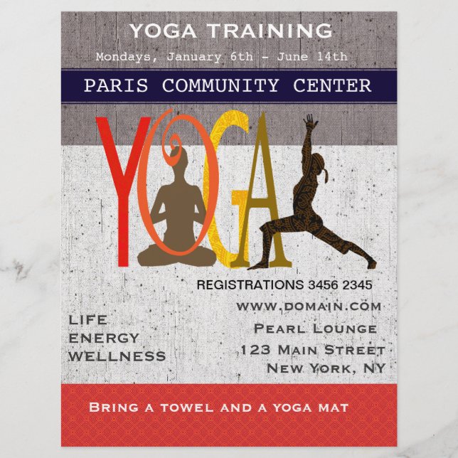 Flyer El Lotus. El Guerrero. Curso de ejercicio de yoga (Frente)