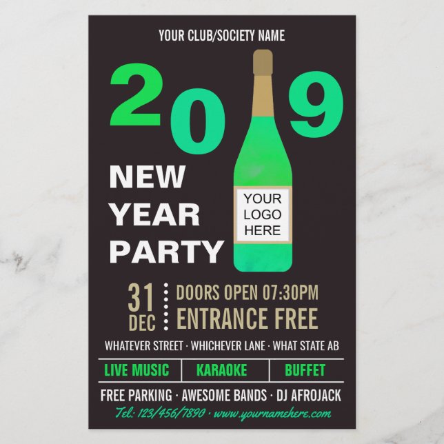 Flyer El New Yve Eve Club/Society Bash agrega logo y fot (Frente)