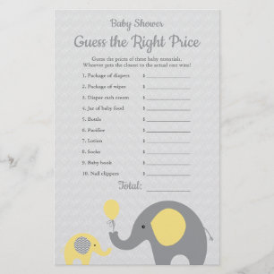 Flyer El precio del elefante amarillo en Baby Shower es 