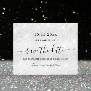 Flyer El presupuesto de Quinceanera Silver purpurina aho