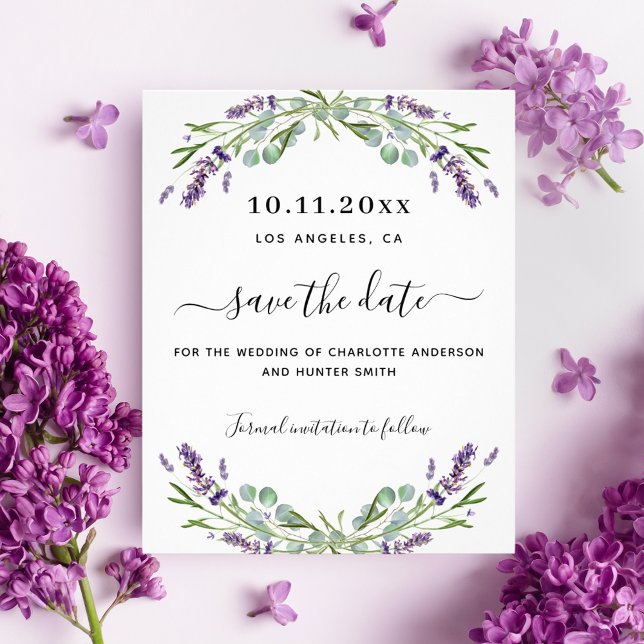 Flyer El presupuesto del boda Lavender eucalyptus ahorra (Subido por el creador)