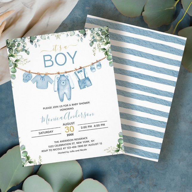 Flyer El presupuesto es una invitación de Baby Shower de (Budget Its a Boy Dusty Blue Baby Shower Invitation Flyer)