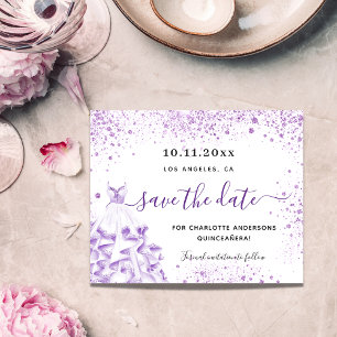 Flyer El presupuesto violeta blanco de Quinceanera salva