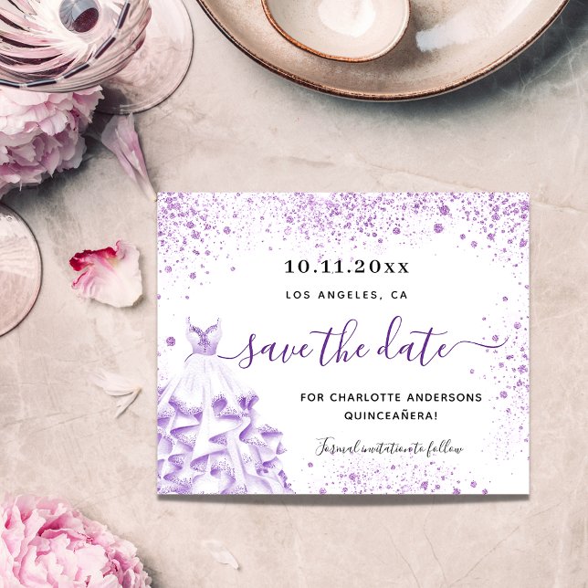 Flyer El presupuesto violeta blanco de Quinceanera salva (Subido por el creador)