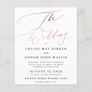 Flyer El Rosa de presupuesto Boda Relieve metalizado dor