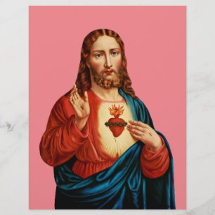 Flyer El Sagrado Corazón De Jesús Retrato De Arte Fino