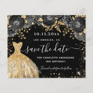 Flyer El vestido de oro negro presupuesto cumpleaños sal