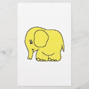 Flyer Elefante amarillo divertido de punto de cruz
