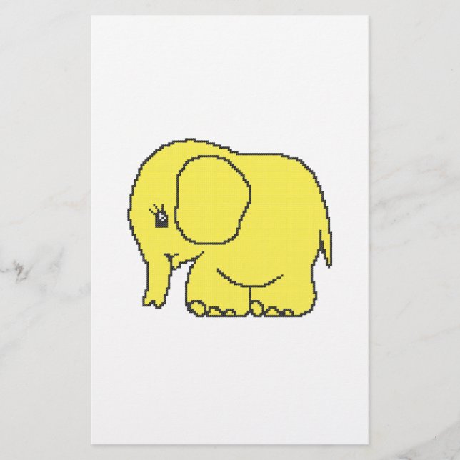 Flyer Elefante amarillo divertido de punto de cruz (Frente)