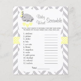 Flyer Elefante amarillo y gris Baby Shower - despegue en