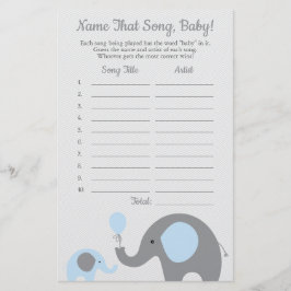 Flyer Elefante azul adivina el juego de Baby Shower de l