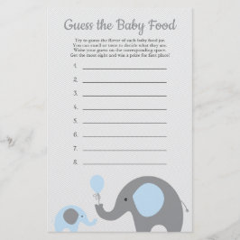 Flyer Elefante azul Baby Shower adivina el juego de la c