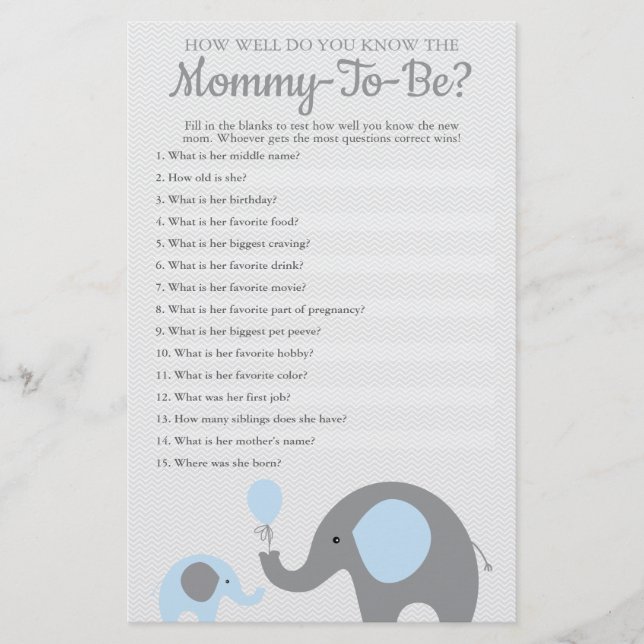 Flyer Elefante Azul ¿Qué Tan Bien Conoce A La Mami Para  (Frente)