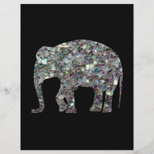 Flyer Elefante brillante de mosaico plateado