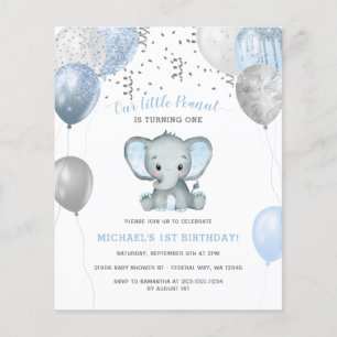 Flyer Elefante de niño barato Balón Primer cumpleaños