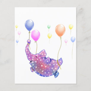 Flyer Elefante estrellado y cortado con globos de colore