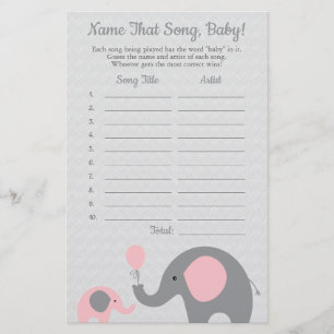 Flyer Elefante rosa adivina el juego de Baby Shower de l