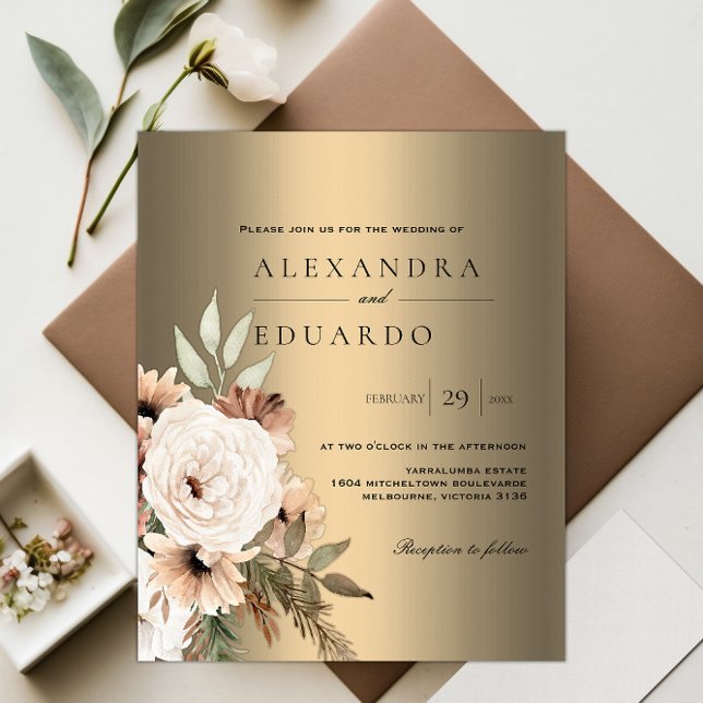 Flyer Elegancia botánica presupuesto Invitación a la Bod (Subido por el creador)