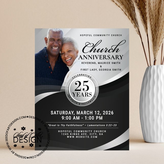 Flyer Elegant Black & Silver Church Anniversary  (Subido por el creador)
