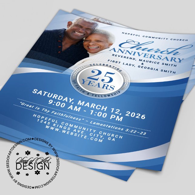 Flyer Elegant Blue & Silver Church Anniversary  (Subido por el creador)