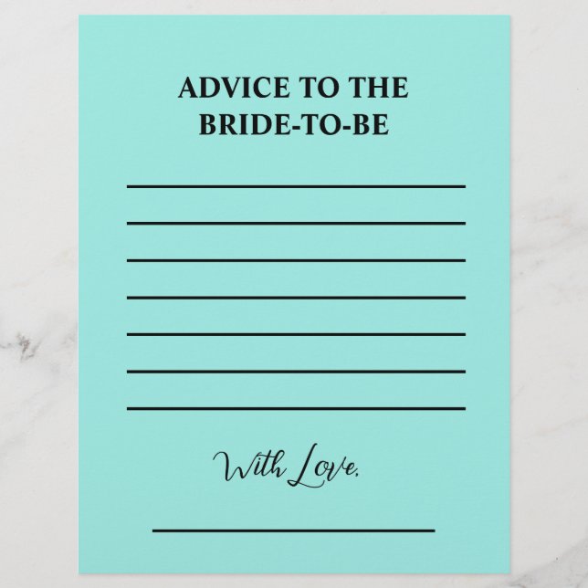 Flyer Elegant Bride & Co. Bridal Shower Teal (Frente)