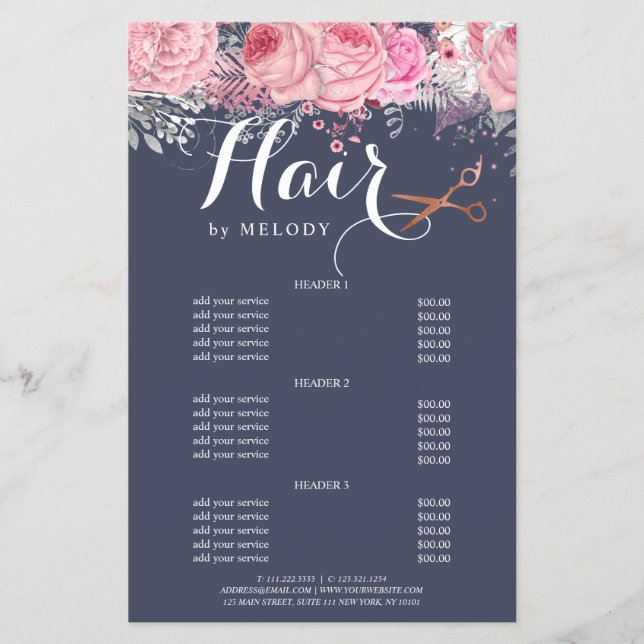 Flyer Elegant copper rose gold scissors hairstylist (Frente)