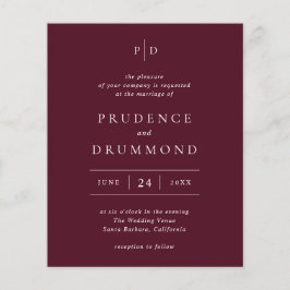 Flyer Elegant Deep Burgundy Classic Wedding Invitation