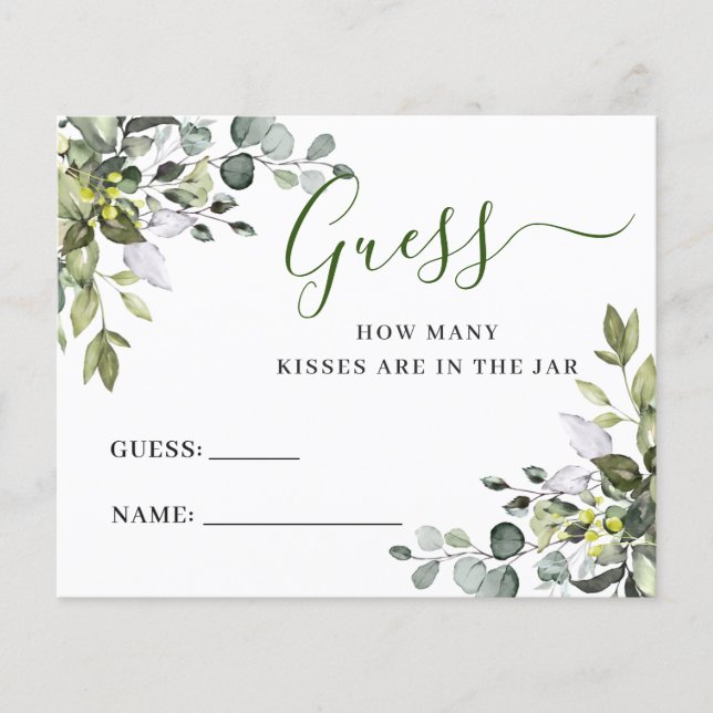 Flyer Elegant Eucalyptus Guess How Many Game Card (Frente)
