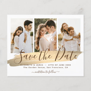 Flyer Elegant Gold Save The Date Budget Wedding Invite