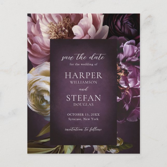 Flyer Elegant Maximalist Floral Wedding Save the Date (Frente)
