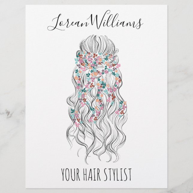 Flyer Elegant Pastel Bride Wavy Hair Styling Floral  (Frente)