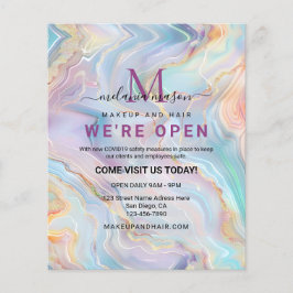 Flyer Elegante acido holográfico irlandés Mármol de oro