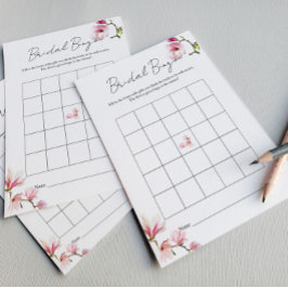 Flyer Elegante acuarela Magnolia Bridal Shower Bingo