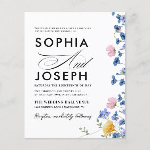 Flyer Elegante acuarela Wldflowers Meadow RSVP Boda
