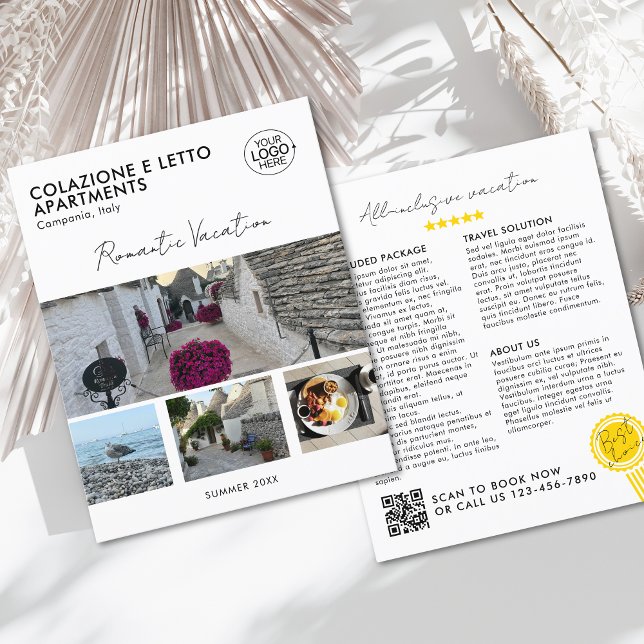 Flyer Elegante Añadir tu logotipo Rejilla fotográfica QR (Elegant Add Your Logo Photo Grid QR Code Promo Flyer)