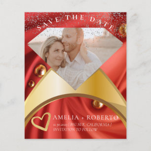 Flyer Elegante Anillo De Terciopelo Rojo Guarda La Tarje