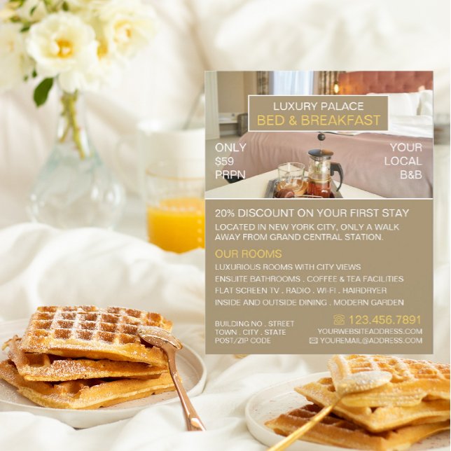 Flyer Elegante anuncio de alojamiento y desayuno (Subido por el creador)