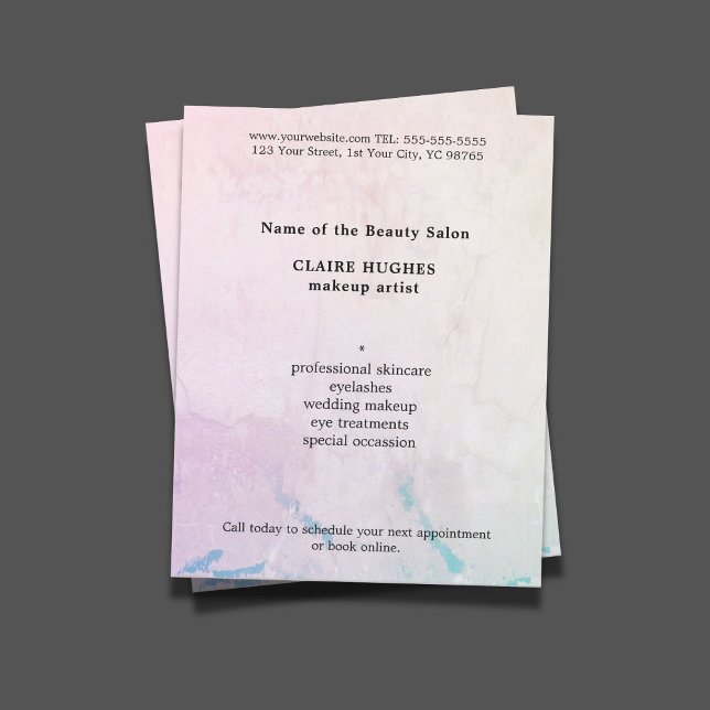 Flyer Elegante artista de maquillaje pastel simple (Subido por el creador)
