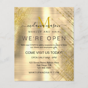 Flyer Elegante Beauty Metallic Gold Sparkly Purpurina Vo