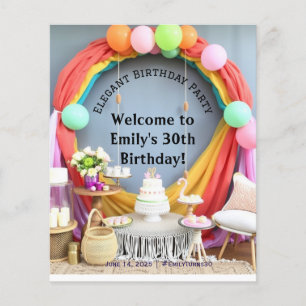 Flyer Elegante bienvenida a la fiesta de cumpleaños