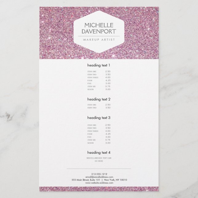 FLYER ELEGANTE BLANCO EN PURPURINA ROJO (Frente)