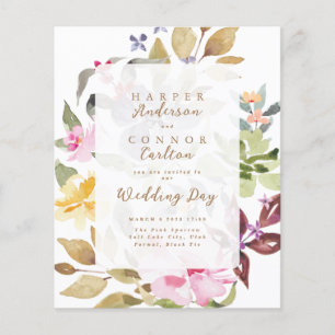 Flyer Elegante Boda acuarela floral presupuesto