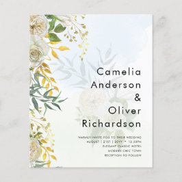 Flyer Elegante Boda botánico de rosas blancas todo en 1