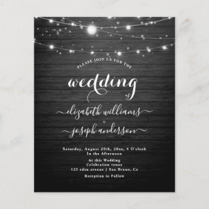 Flyer Elegante  boda de cuerdas Rustic Wood & White Ligh