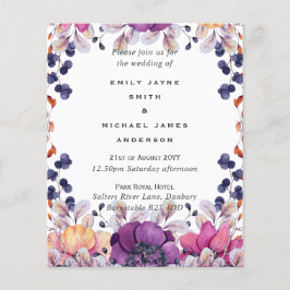 Flyer Elegante Boda Naranja floral morado