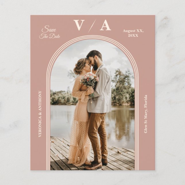 Flyer Elegante Boda rosado polvoriento victoriano salva  (Frente)